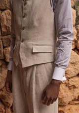 Janeiro Pure Linen Waistcoat - Almond