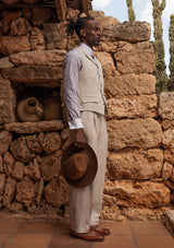Janeiro Pure Linen Waistcoat - Almond
