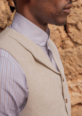 Janeiro Pure Linen Waistcoat - Almond