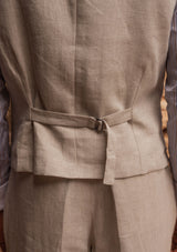 Janeiro Pure Linen Waistcoat - Almond
