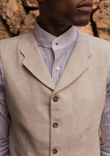 Janeiro Pure Linen Waistcoat - Almond