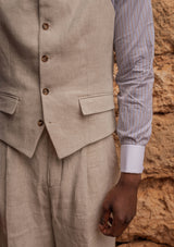 Janeiro Pure Linen Waistcoat - Almond
