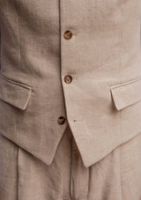 Janeiro Pure Linen Waistcoat - Almond