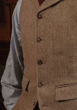 Bailey Harris Tweed Waistcoat - Wheat Herringbone