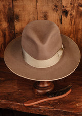 Barbosa Flat Brim Fedora - Light Grey