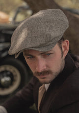 Regency 50 Pence Flat Cap - Pence Black & Grey Basket Weave