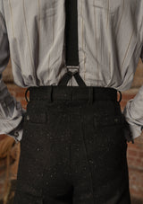 Coleman Harris Tweed Clark Trouser - Black w/ White Fleck
