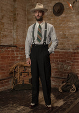 Coleman Harris Tweed Clark Trouser - Black w/ White Fleck