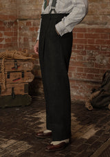 Coleman Harris Tweed Clark Trouser - Black w/ White Fleck