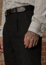 Coleman Harris Tweed Classic Trouser - Black w/ White Fleck