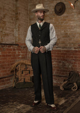 Coleman Harris Tweed Waistcoat - Black w/ White Fleck