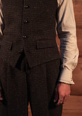 Coleman Harris Tweed Waistcoat - Navy & Black Micro Check