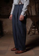 Coleman Clark Trouser - Navy Fleck Hopsack