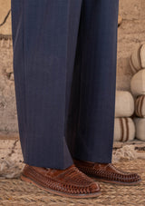 Brockman 'Clark' Trouser - Navy Diamond Weave Wool