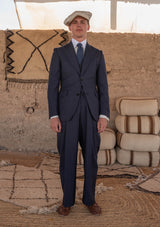 Brockman Waistcoat -  Navy Diamond Weave Wool