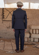 Brockman Waistcoat -  Navy Diamond Weave Wool