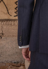 Brockman Jacket - Navy Diamond Weave Wool