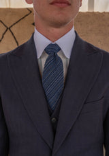 Brockman Waistcoat -  Navy Diamond Weave Wool