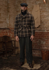 Pure Wool Pea Coat - Tideworn Check