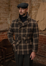 Pure Wool Pea Coat - Tideworn Check