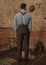 Grandad Collar Cotton Shirt - Blue & White Stripe