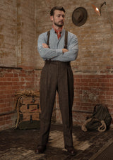 Grandad Collar Cotton Shirt - Blue & White Stripe