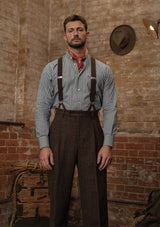 Grandad Collar Cotton Shirt - Blue & White Stripe