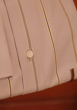 Grandad Collar Cotton Shirt - Blue Stripe