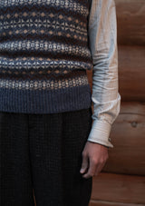 Lambert V-Neck Lambswool Fair Isle - Atlantic Blue