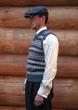 Lambert V-Neck Lambswool Fair Isle - Atlantic Blue