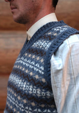 Lambert V-Neck Lambswool Fair Isle - Atlantic Blue
