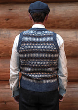 Lambert V-Neck Lambswool Fair Isle - Atlantic Blue