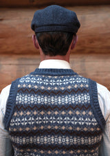 Lambert V-Neck Lambswool Fair Isle - Atlantic Blue