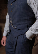 Coleman Waistcoat - Navy Fleck Hopsack