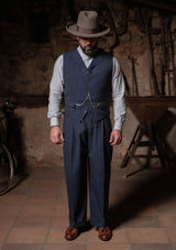 Coleman Waistcoat - Navy Fleck Hopsack