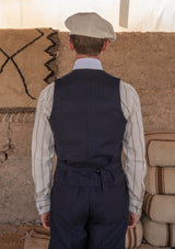 Brockman Waistcoat -  Navy Diamond Weave Wool