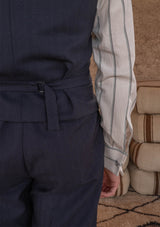 Brockman Waistcoat -  Navy Diamond Weave Wool