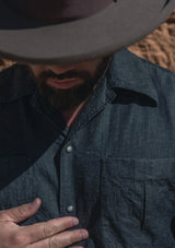 Lightweight Charcoal Denim Western Shirt w/ Mother of Pearl Buttons