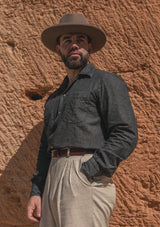 Lightweight Charcoal Denim Western Shirt w/ Mother of Pearl Buttons