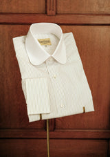 Club Collar Cotton Shirt - Blue & Black Pinstripe