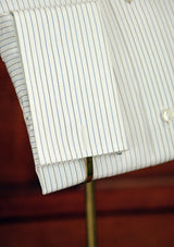 Club Collar Cotton Shirt - Blue & Black Pinstripe