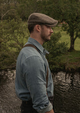 Denim Half Button Workwear Shirt - Blue