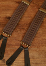 Button Braces w/ Brass Fittings - Antique Walnut w/ Denim Stripe