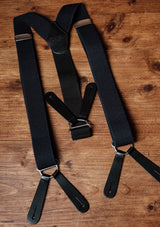 Button Braces w/ Silver Brass Fittings - Navy