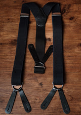 Button Braces w/ Silver Brass Fittings - Navy