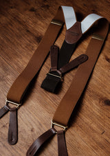 Button Braces w/ Gold Brass Fittings - Pecan