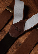 Button Braces w/ Gold Brass Fittings - Pecan