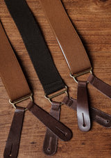 Button Braces w/ Gold Brass Fittings - Pecan