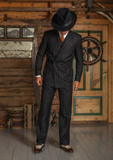 Broadway Cropped Waistcoat - Atlantic Chalk Stripe