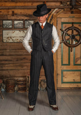 Broadway Cropped Waistcoat - Atlantic Chalk Stripe